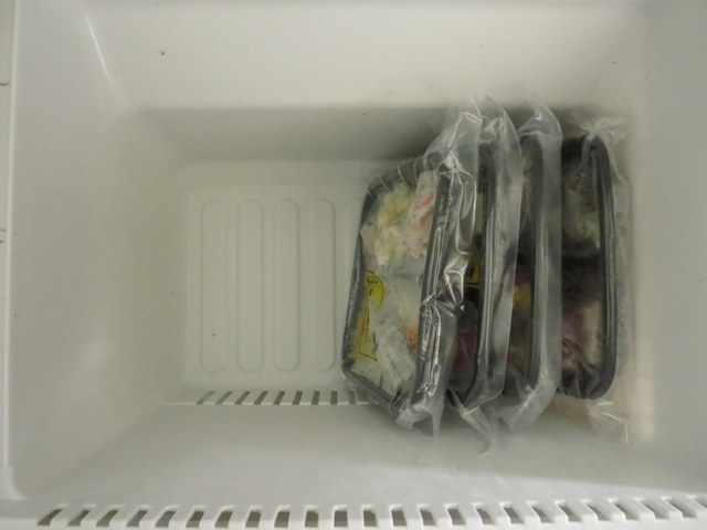 nosh（ナッシュ）冷凍庫の中に4つ入れたところ